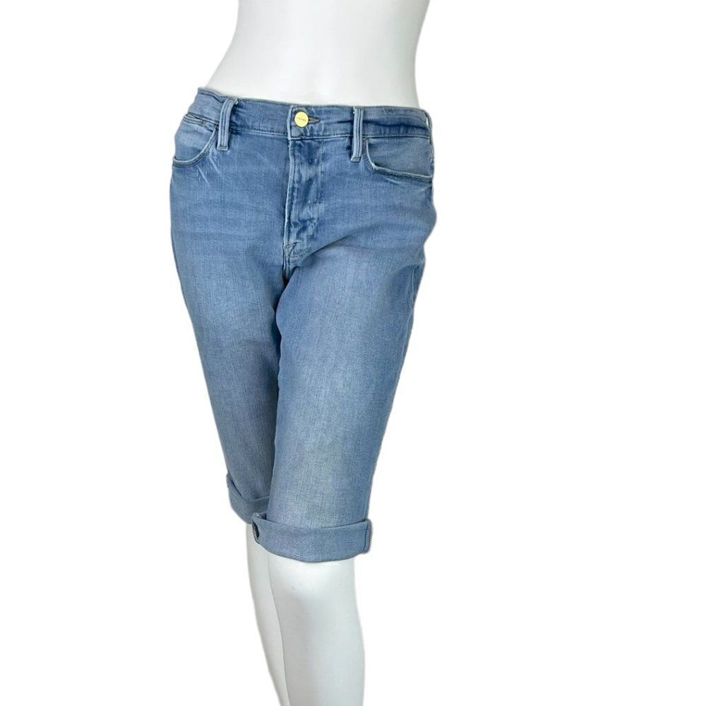 Frame Cut Off Shorts (Originally Le High Flare) in Tropic Light Blue Wash Sz 31